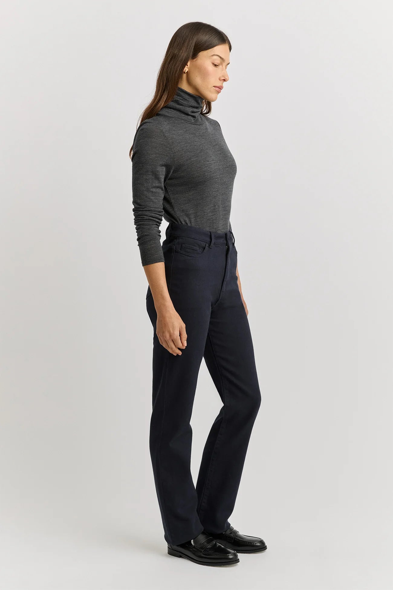 Straight Leg Merino Denim - Navy