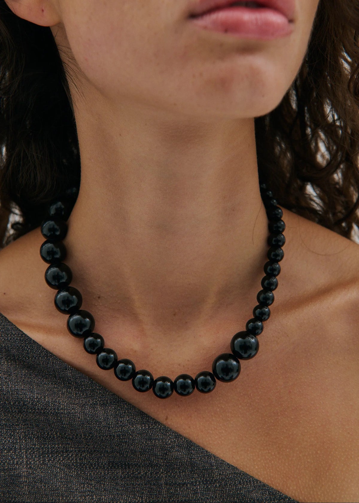 Onyx Short Beaded Necklace