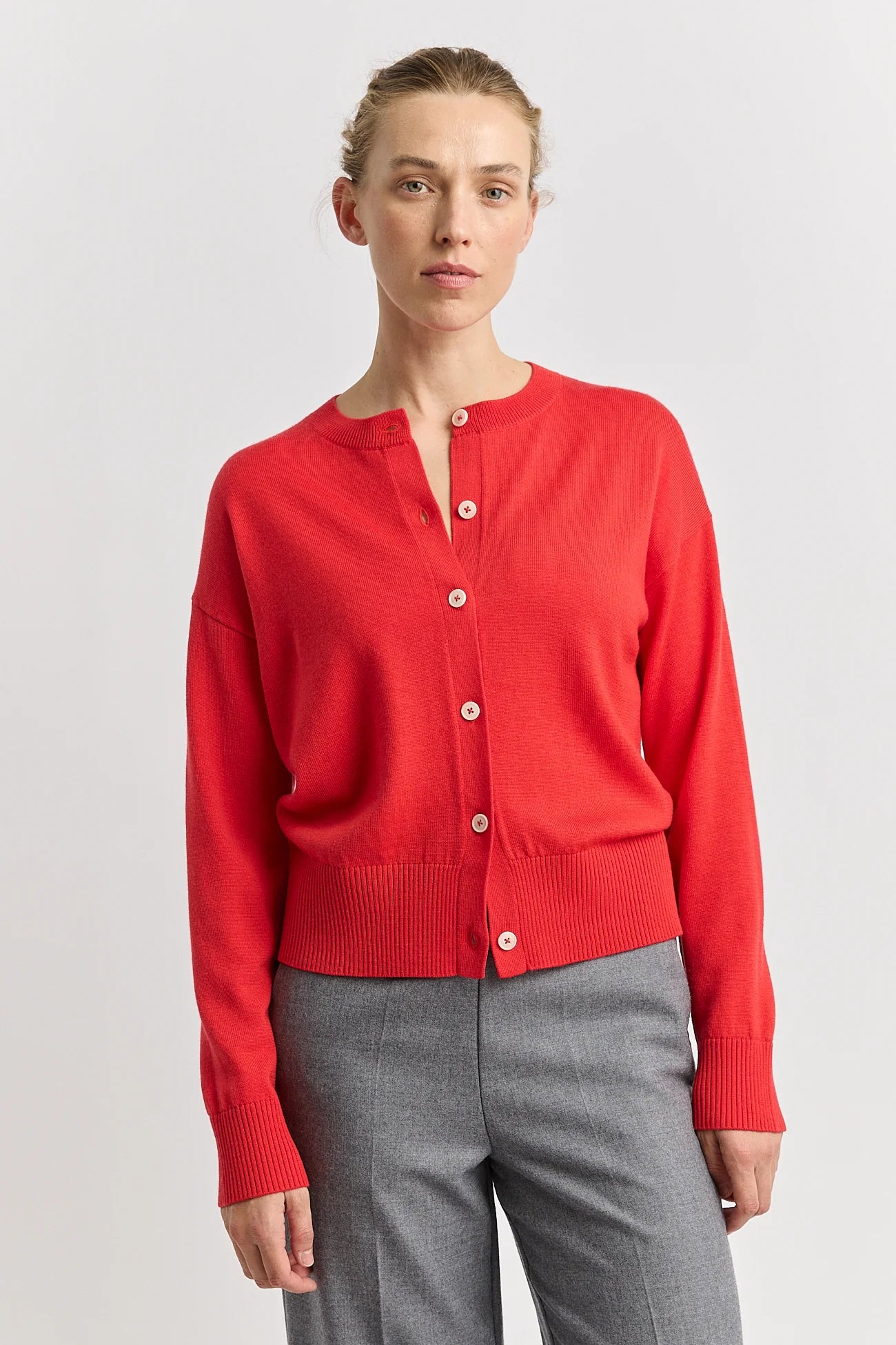 Fine Knit Cardigan - Poppy