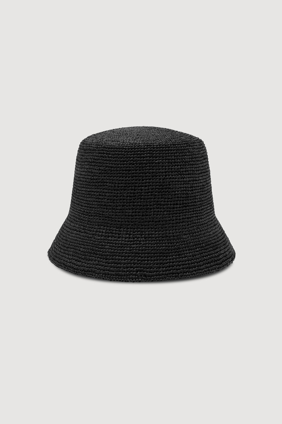 Raffia Short Brim Bucket Hat - Black