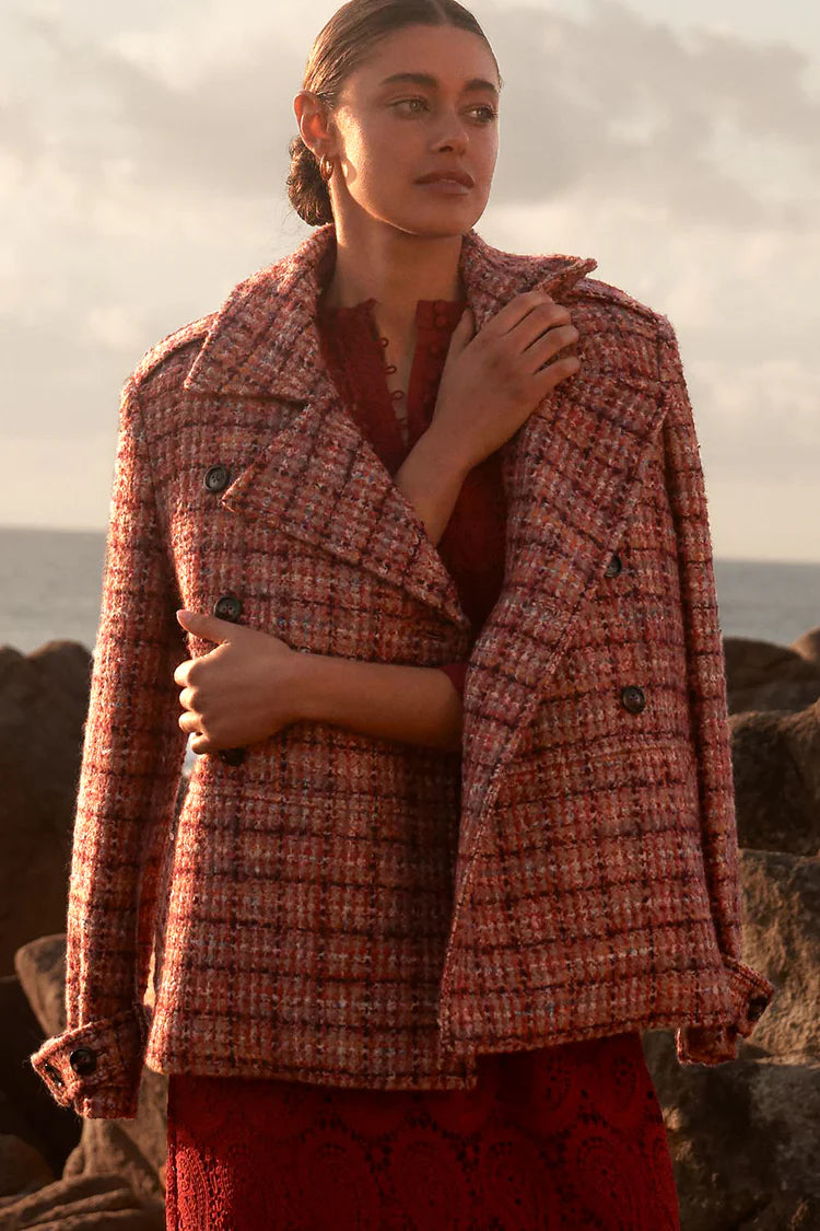 Revel Coat - Berry Check
