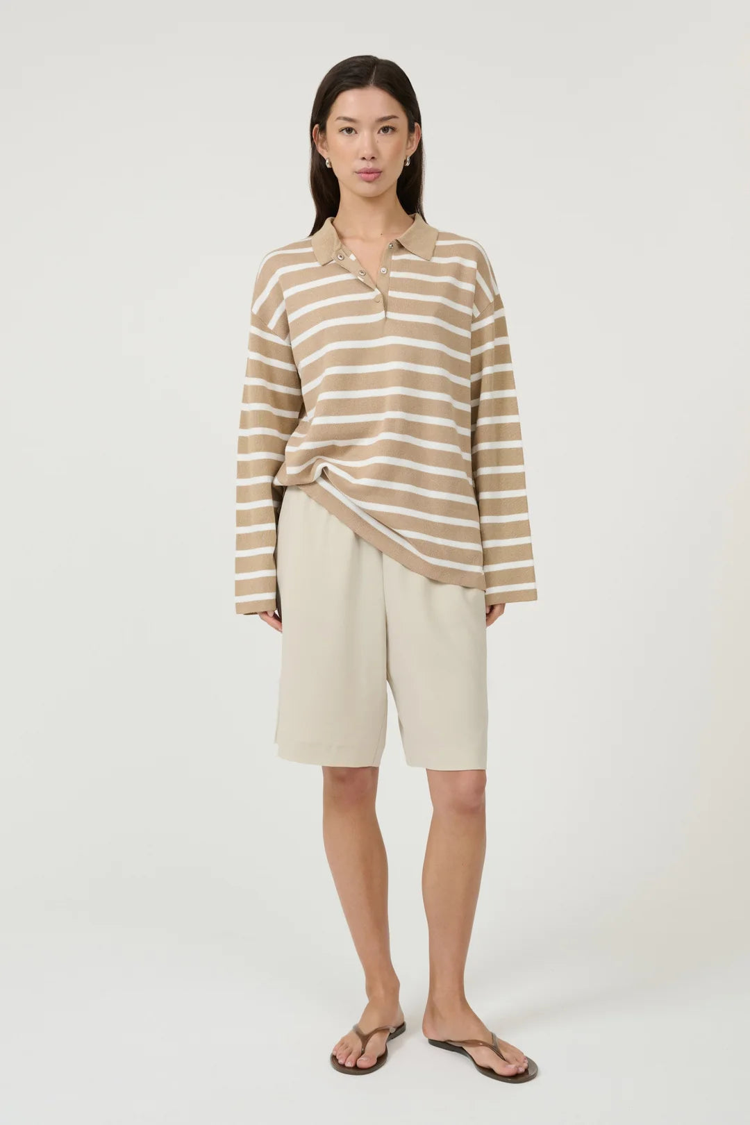 Aroa Top - Taupe Stripe