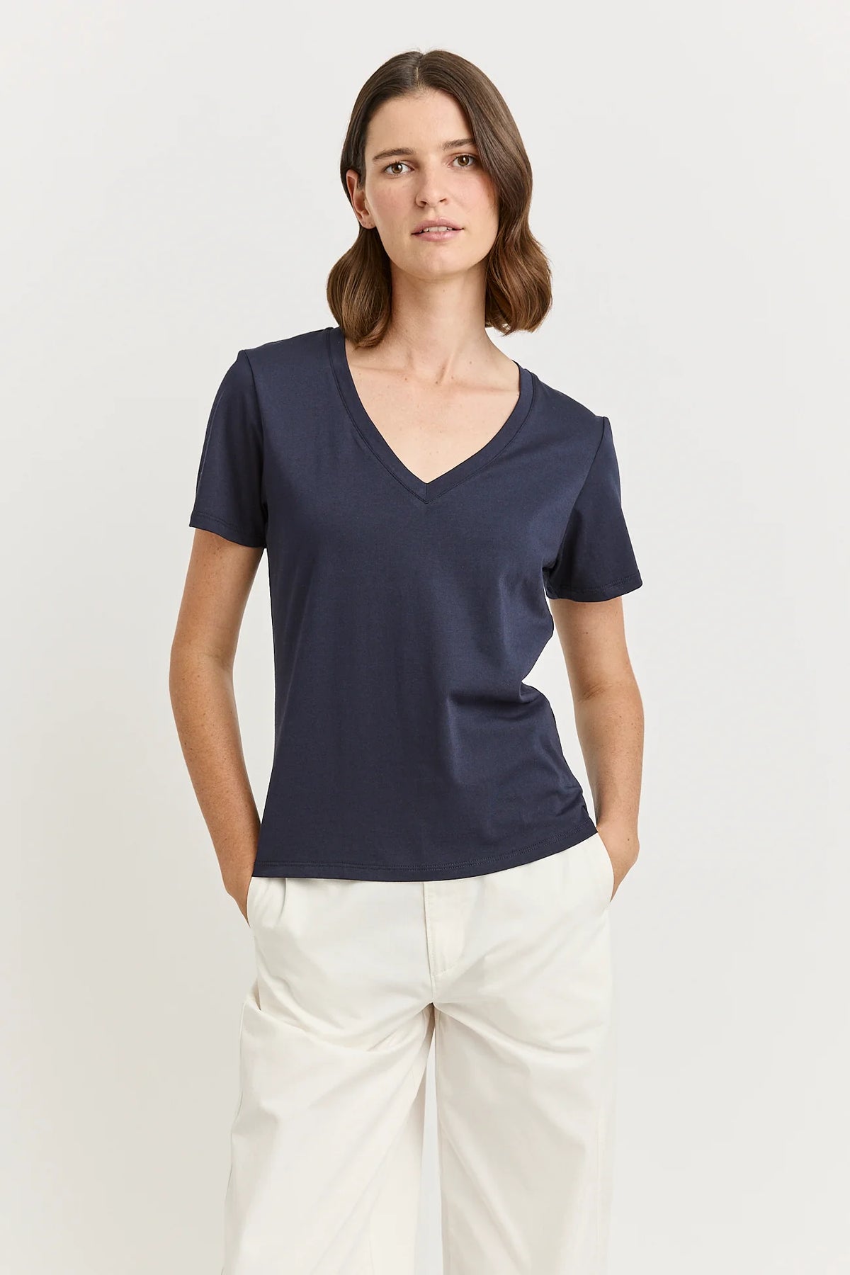 V Neck Tee - Navy