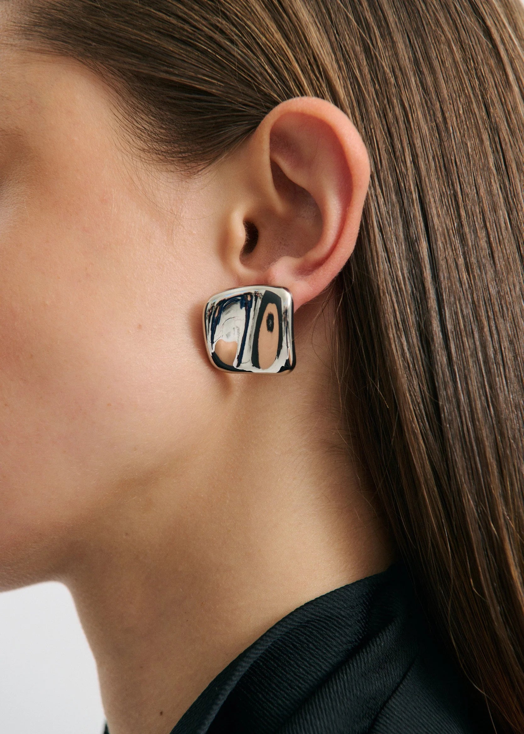 Warped Stud - Rhodium Silver